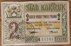 2 briefjes Noodgeld 1f & 2F Kortrijk 1914, Postzegels en Munten, Ophalen, Setje