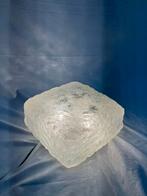 Vintage ijsglas vierkante plafondlamp jaren 70 design, Ophalen of Verzenden, Gebruikt