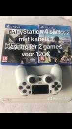 Een ps4 slim met 2 controller en 2 spellen, Games en Spelcomputers, Spelcomputers | Sony PlayStation 4, Met 2 controllers, Gebruikt