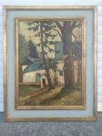 huile sur panneau rentre de maison signe a schouterden, Enlèvement ou Envoi