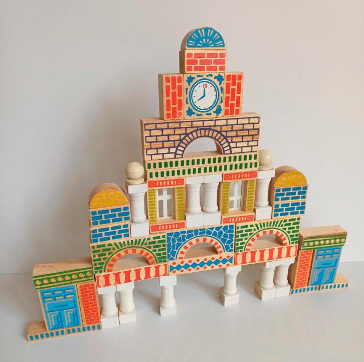 Unieke Vintage blokkendoos / Building bricks, silk, Kinderen en Baby's, Speelgoed | Educatief en Creatief, Zo goed als nieuw, Bouwen