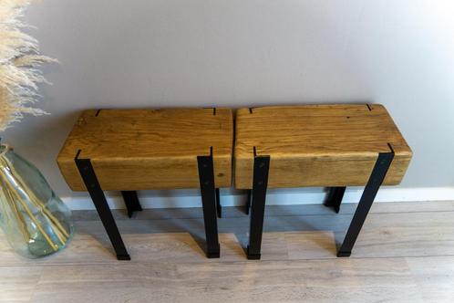 Paire de bancs, tables de chevet, bouts de canapé en ancienn, Maison & Meubles, Tables | Tables de salon, Neuf, Moins de 50 cm