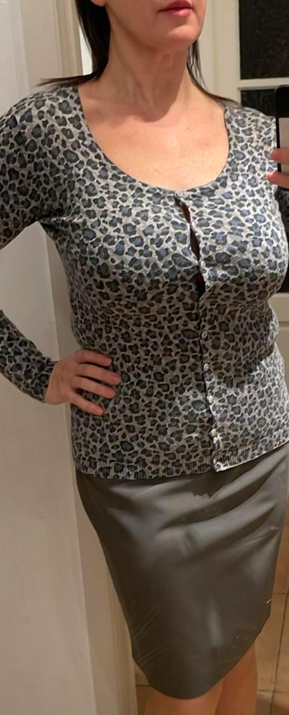 Tenu (femme) jupe crayon grise + gilet imprimé léopard – T42, Vêtements | Femmes, Jupes, Comme neuf, Taille 42/44 (L), Gris, Longueur genou