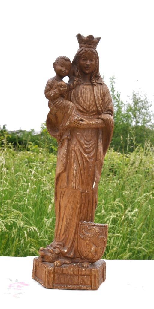 vierge de 50 cm en plâtre effet  bois signée merlini, Antiek en Kunst, Antiek | Religieuze voorwerpen, Ophalen of Verzenden