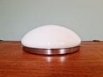 Bauhaus plafondlamp in verchroomd metaal en opaline, 1920-30, Ophalen of Verzenden
