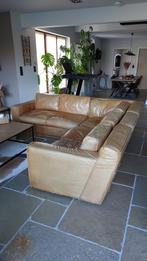 Hoeksalon leder - cognac, Huis en Inrichting, Ophalen, Gebruikt, Leer
