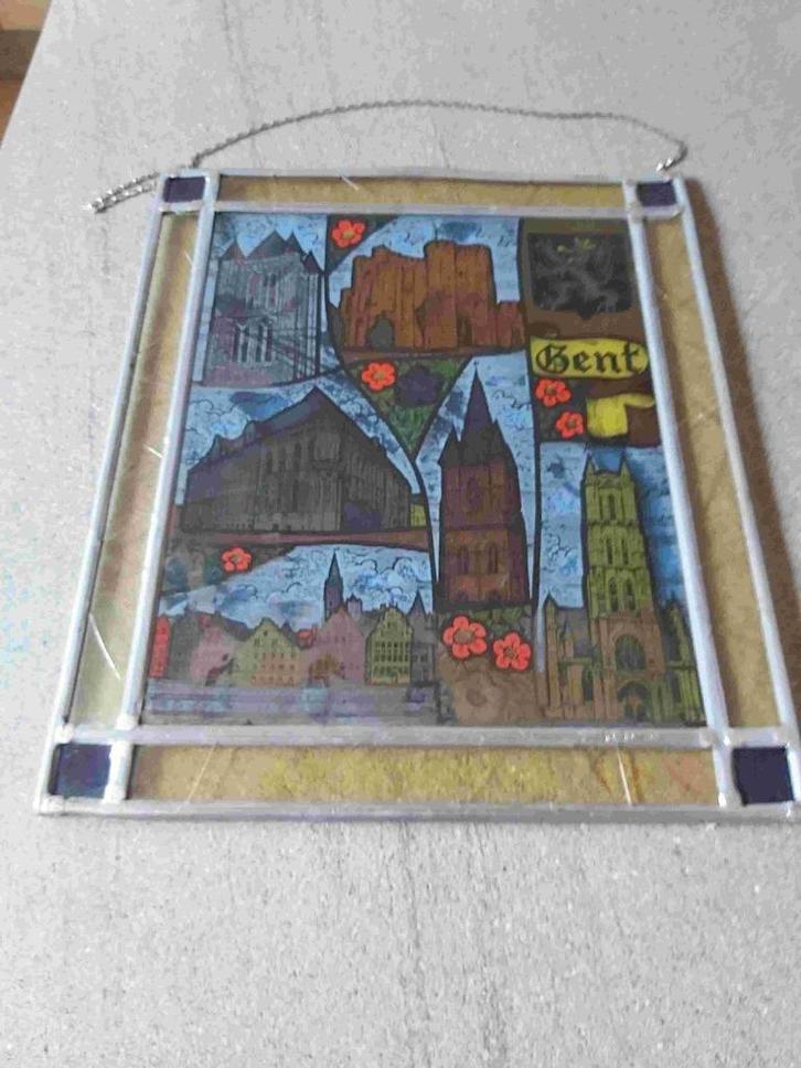 Glasraam Gent Vlaanderen Strop Burcht Stad Karel Keizer, Antiek en Kunst, Curiosa en Brocante, Verzenden