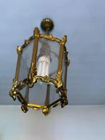 hallamp verguld bronzen armatuur, Ophalen, Glas