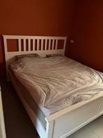 Bed met lattenbodem en matrassen, Huis en Inrichting, Slaapkamer | Bedden, Ophalen, Wit, Tweepersoons, Zo goed als nieuw