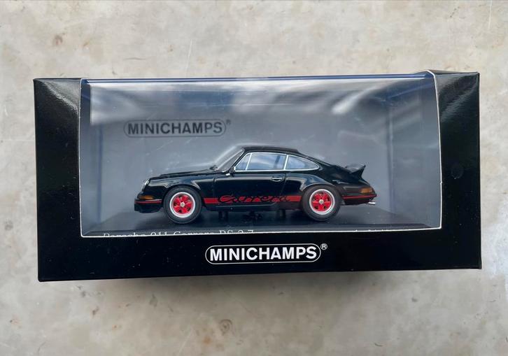 Minichamps, black/red 1972 porsche 911 carrera RS2.7 1:43., Hobby en Vrije tijd, Modelauto's | 1:43, Nieuw, Auto, MiniChamps, Verzenden
