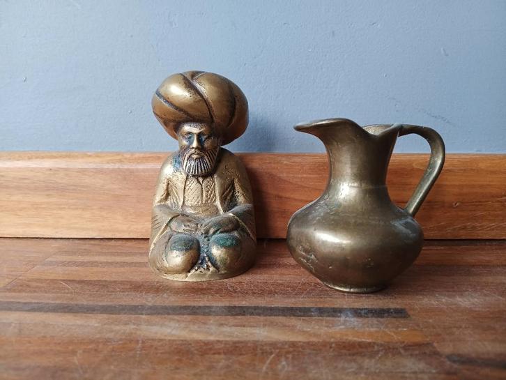 Koperen tafelbel met kruikje, Antiek en Kunst, Curiosa en Brocante, Ophalen of Verzenden