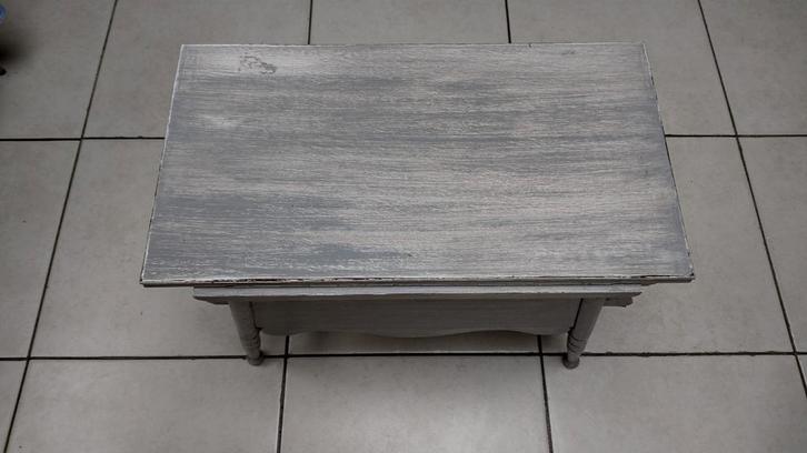 Houten origineel naaikistje, grijs gepattineerd, Huis en Inrichting, Tafels | Bijzettafels, Zo goed als nieuw, Ophalen