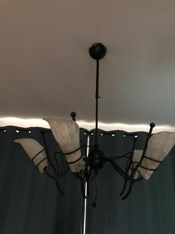 Set wand- en plafondlamp – matglas & zwart metaal – tijdloos beschikbaar voor biedingen