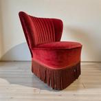 Vintage rozerode cocktailstoel / fauteuil met franjes, Antiek en Kunst, Ophalen of Verzenden
