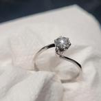 Solitaire Diamond ring 18 karaat witgoud, Ophalen, Wit, Zo goed als nieuw, Met edelsteen