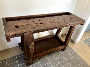 Oude houten werkbank 150x52x85cm, Antiek en Kunst, Ophalen