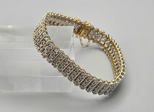 Gouden Vintage armband met 200 diamant ca: 6.00 ct. 2025/368, Handtassen en Accessoires, Armbanden, Zo goed als nieuw, Goud, Goud