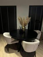 Mangohouttafel met 4 stoelen, Ophalen, Zo goed als nieuw, Vier personen, Rond