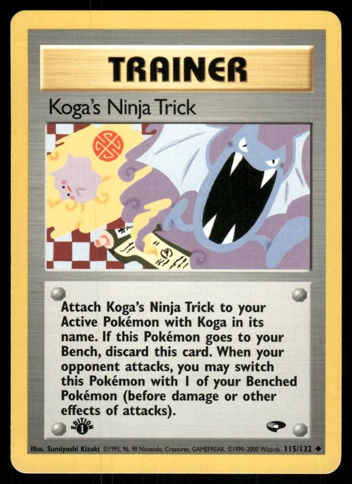 Koga's Ninja Trick 115/132 - Gym Challenge (1st edition), Hobby en Vrije tijd, Verzamelkaartspellen | Pokémon, Gebruikt, Verzenden