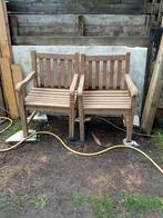 2 Teaken ruime tuinstoelen, Tuin en Terras, Tuinstoelen, Ophalen, Zo goed als nieuw, Teakhout