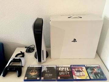 Playstation 5 - Disc Fat Edition + 2 Controllers + 5 Games beschikbaar voor biedingen