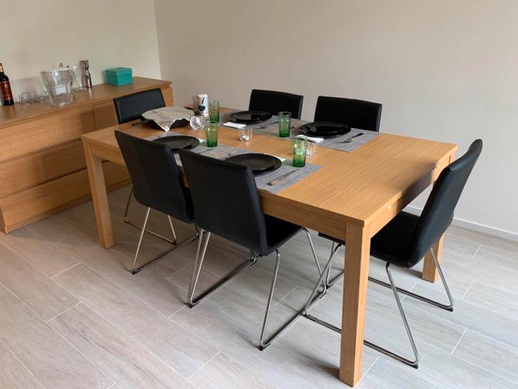 Uitschuifbare IKEA eettafel – 6 tot 10 personen, Huis en Inrichting, Tafels | Eettafels, Gebruikt, 50 tot 100 cm, 200 cm of meer