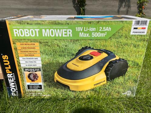 Nieuwe Powerplus POWXG6305 robotmaaier 18V Li-Ion 500m², Tuin en Terras, Robotmaaiers, Nieuw, Ophalen