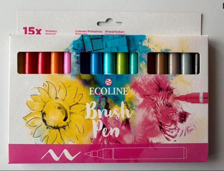 SPLINTERNIEUWE doos 15 stuks ECOLINE BRUSHPENNEN., Hobby en Vrije tijd, Tekenen, Nieuw, Ophalen
