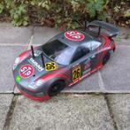 Tamiya TT-02 chassis met kap, wielen, regelaar, motor, servo, Elektro, Gebruikt, Ophalen of Verzenden, Schaal 1:10