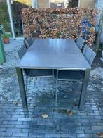 Tuintafel + 8 stoelen, Tuin en Terras, Ophalen, Gebruikt, Rechthoekig, Rvs