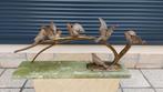 Sculpture décor oiseaux signée Guislain. Zamac, laiton, onyx, Ophalen