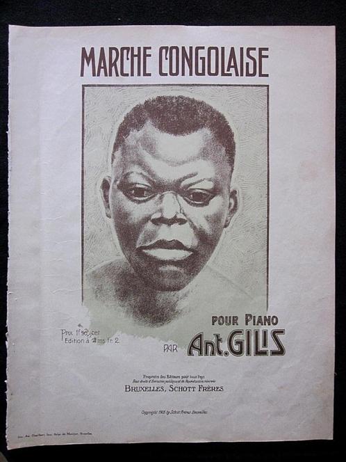 Marche congolaise Affiche partition Antoine Gilis 1905, Muziek en Instrumenten, Bladmuziek, Piano, Ophalen of Verzenden