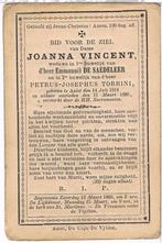 Bp. Vincent Joanna. ° Aalst 1818 † Aalst 1886, Verzamelen, Bidprentjes en Rouwkaarten, Ophalen of Verzenden, Bidprentje