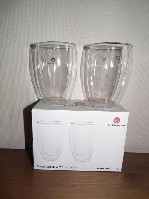 350ml dubbelwandig glas - set van 2 (Carl Schmidt Sohn), Huis en Inrichting, Keuken | Servies, Nieuw, Glas of Glazen, Effen, Glas