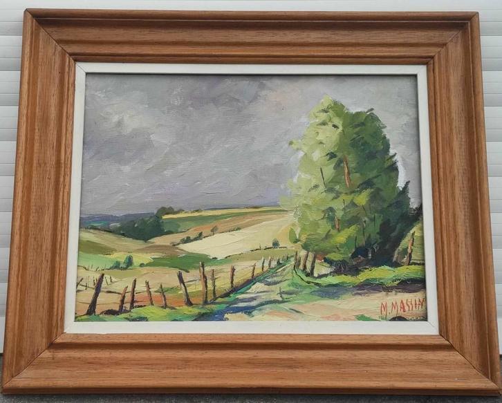 huile sur toile paysage signe monique massin, Antiek en Kunst, Kunst | Schilderijen | Klassiek, Ophalen of Verzenden