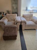 Set van 2 fauteuils en 1 poef | Comfortabele zetels, Ophalen, Gebruikt, Stof, Comfortabel