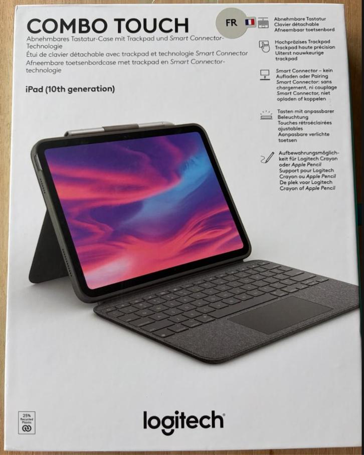 Logitech Combo Touch voor Apple iPad 2025/2022, Computers en Software, Tablet-hoezen, Nieuw, Bescherming voor- en achterkant, 11 inch