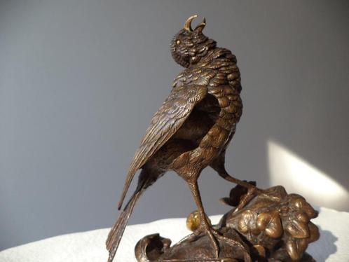 1869 FERDINAND PAUTROT Fr. animalier oiseau bronze doré-feu, Antiquités & Art, Art | Sculptures & Bois, Enlèvement