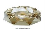 SAB15 SIGAARASBAK GOLD GLAS,   4 LEGGERS - DIAMETER 18 cm!, Verzamelen, Verzenden, Nieuw, Asbak
