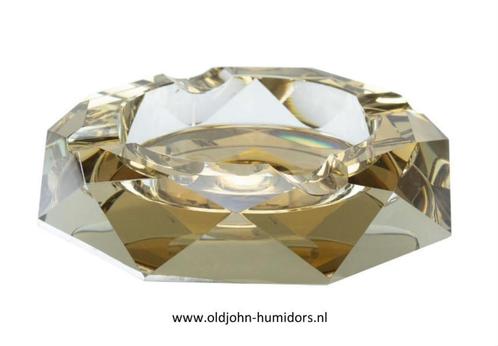 SAB15 SIGAARASBAK GOLD GLAS,   4 LEGGERS - DIAMETER 18 cm!, Verzamelen, Rookartikelen, Aanstekers en Luciferdoosjes, Nieuw, Asbak