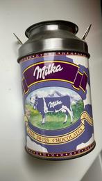 Boîte en fer blanc Milka en forme de pot à lait, Collections, Utilisé, Enlèvement ou Envoi
