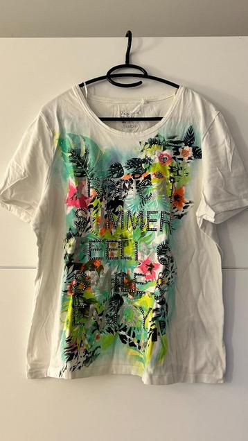 Canda witte T-shirt met tropische print