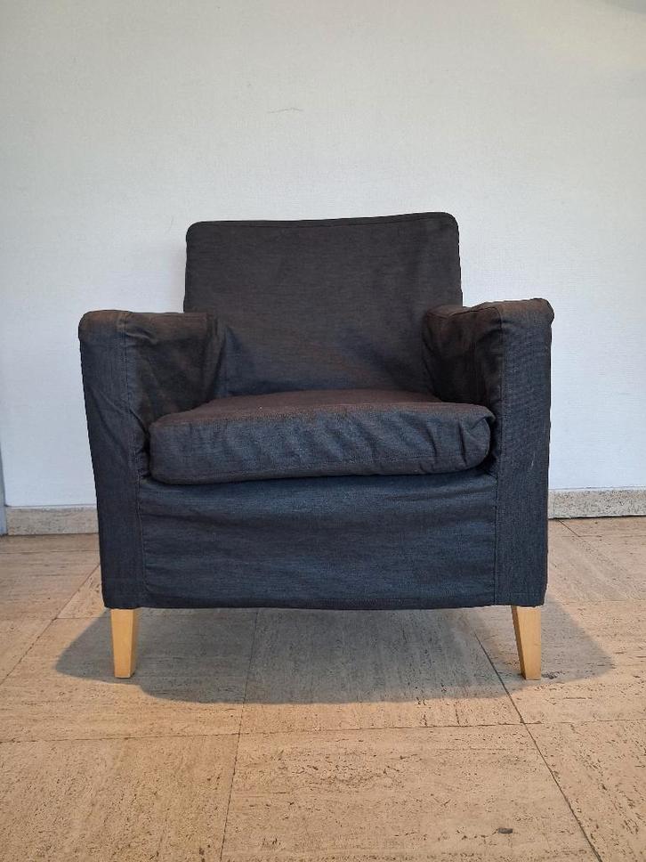 Fauteuil Ikea Karlstad gris anthracite, Maison & Meubles, Fauteuils, Comme neuf, Bois, 75 à 100 cm, 100 à 125 cm, Enlèvement