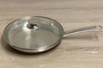 Poêle en inox solide avec couvercle en verre, prix : 20€, Ophalen of Verzenden, Zo goed als nieuw, Inox, Koekenpan of Braadpan