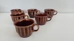 6 vintage bruine Pruszkow tassen - made in Poland, Ophalen of Verzenden