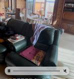 Fauteuil - salon - cuir vert foncé et salons en velours brun, Enlèvement, Cuir