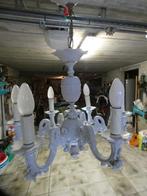 Wit porcelein lustertje met 6 lichtpunten, Antiek en Kunst, Ophalen