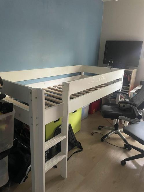 Bopita bed Hoogslaper 90 x 200cm, Huis en Inrichting, Slaapkamer | Bedden, Gebruikt, Eenpersoons, 90 cm, 200 cm, Hout, Wit, Ophalen