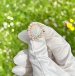 Bague en or 18 carats avec opale naturelle et diamant, Bijoux, Sacs & Beauté, Comme neuf, Avec pierre précieuse, Or, Femme