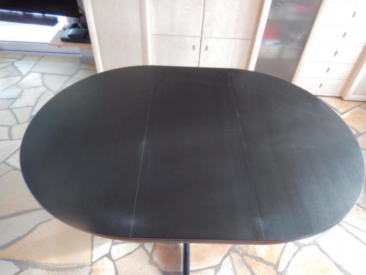 Table de salle à manger ronde, extensible, noire., Huis en Inrichting, Tafels | Eettafels, Gebruikt, 100 tot 150 cm, 150 tot 200 cm